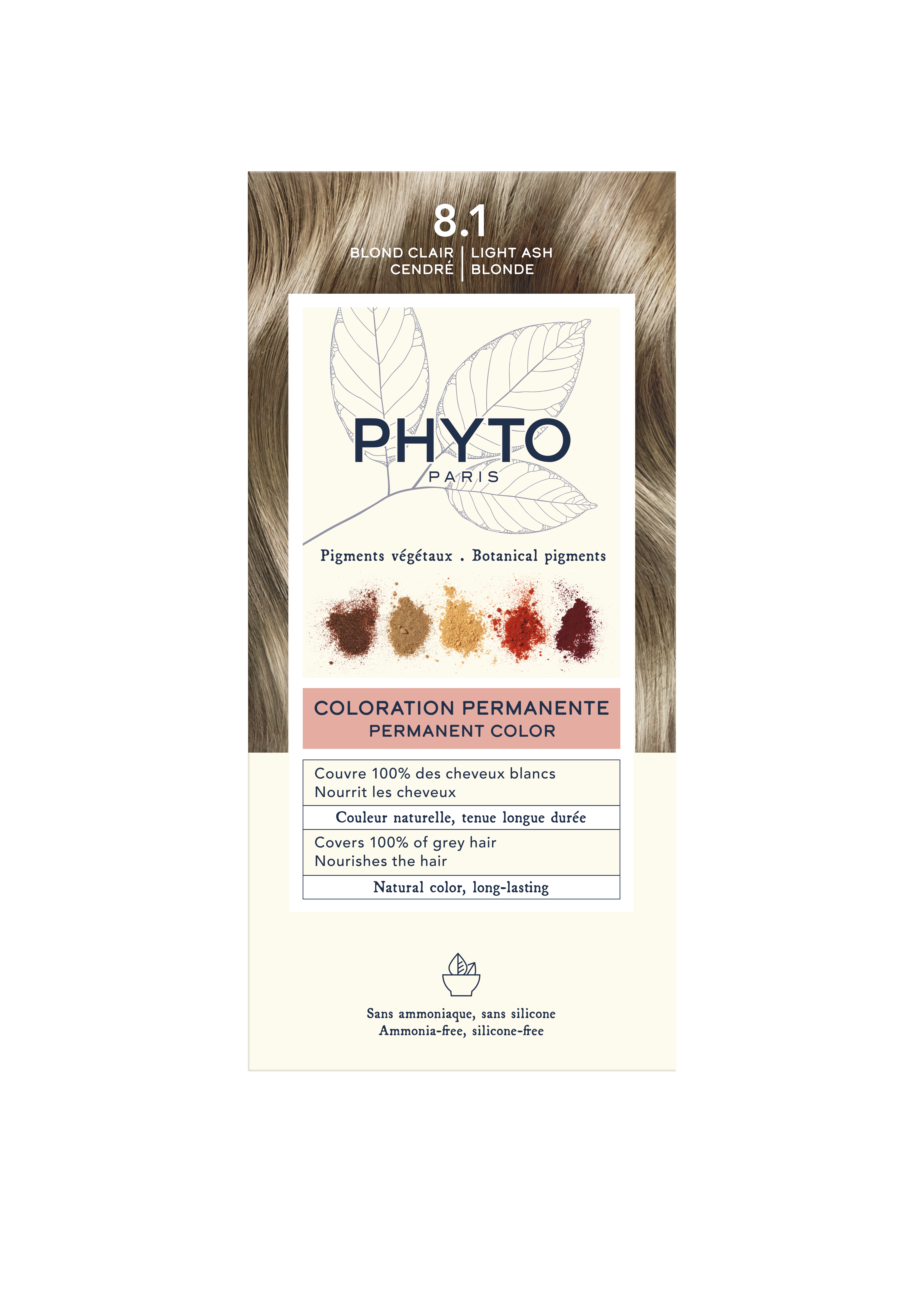 8.1 LIGHT ASH BLONDE / PERMANENT COLOR / 1.69 fl.oz. + 1.69 fl.oz. + 0.40 fl.oz.