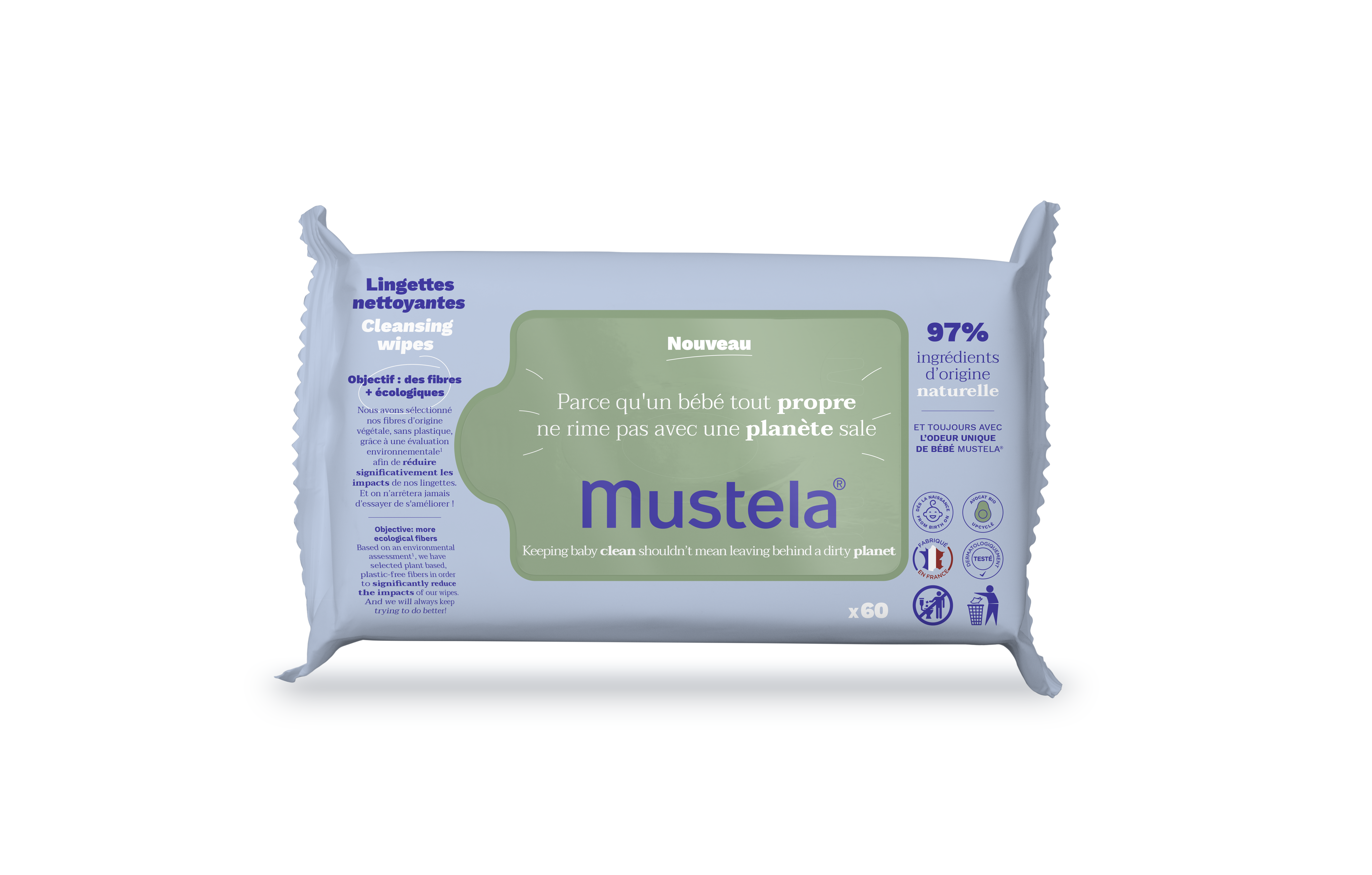 CLEANSING WIPES x60 (DELICATELY FRAGRANCED)
